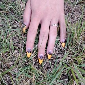 Orange and Black Spider Web Nail Art